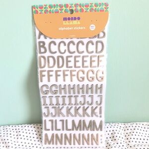NWT Mondo Llama Alphabet Stickers - Gold